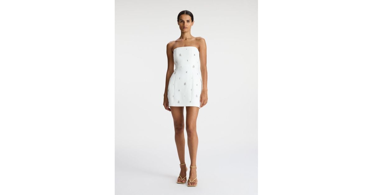 A.L.C. Elsie Strapless Embellished Mini Dress in White | Lyst