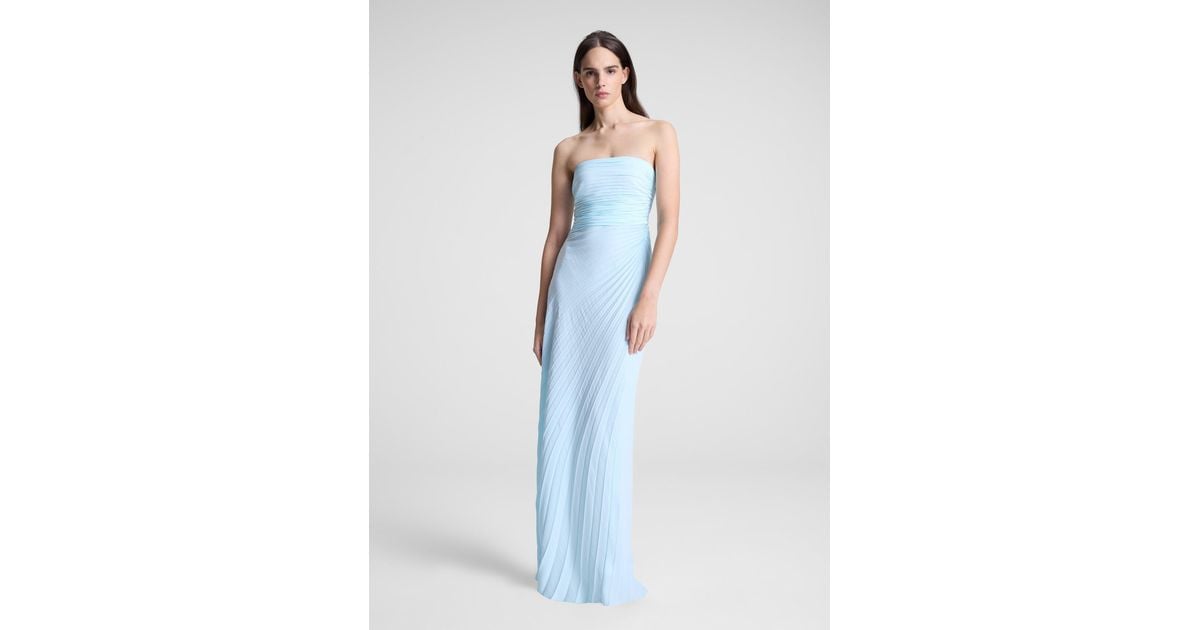 A.L.C. Bianca Strapless Pleated Maxi Dress in Blue | Lyst A.L.C. Bianca Strapless Pleated Maxi Dress in Blue | Lyst