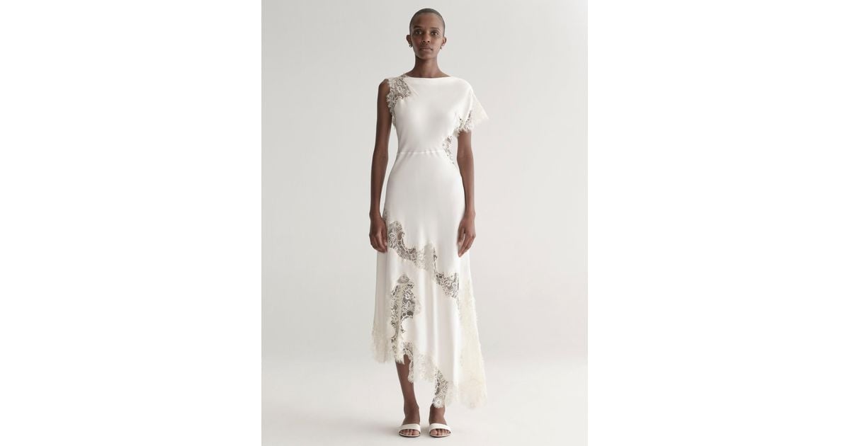 A.L.C. Alessia Textured Satin And Lace Maxi Dress in Natural | Lyst A.L.C. Alessia Textured Satin And Lace Maxi Dress in Natural | Lyst