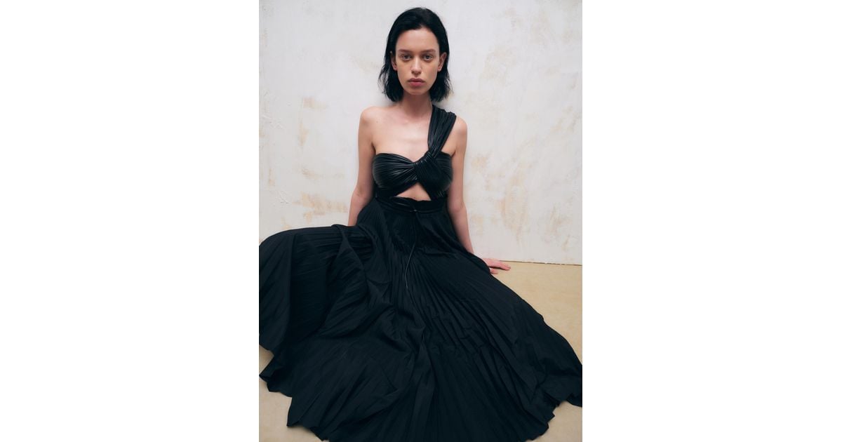 alc black pleated dress