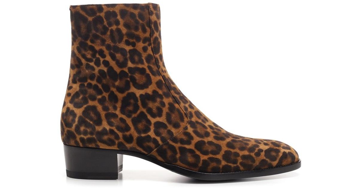 saint laurent leopard booties