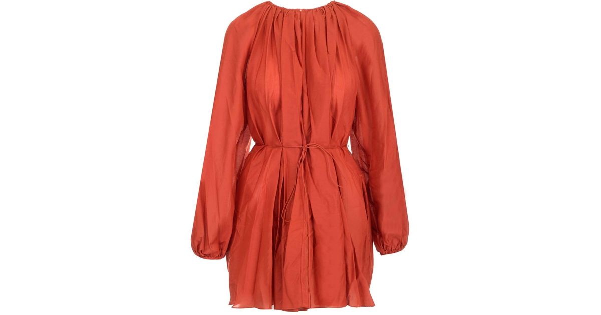 Matteau Cotton Wide Mini Dress in Red | Lyst