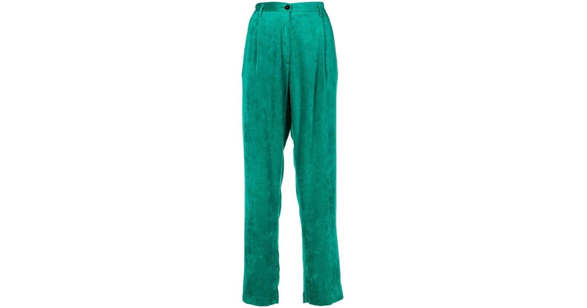 Forte Forte Emerald Green Velvet Trousers | Lyst