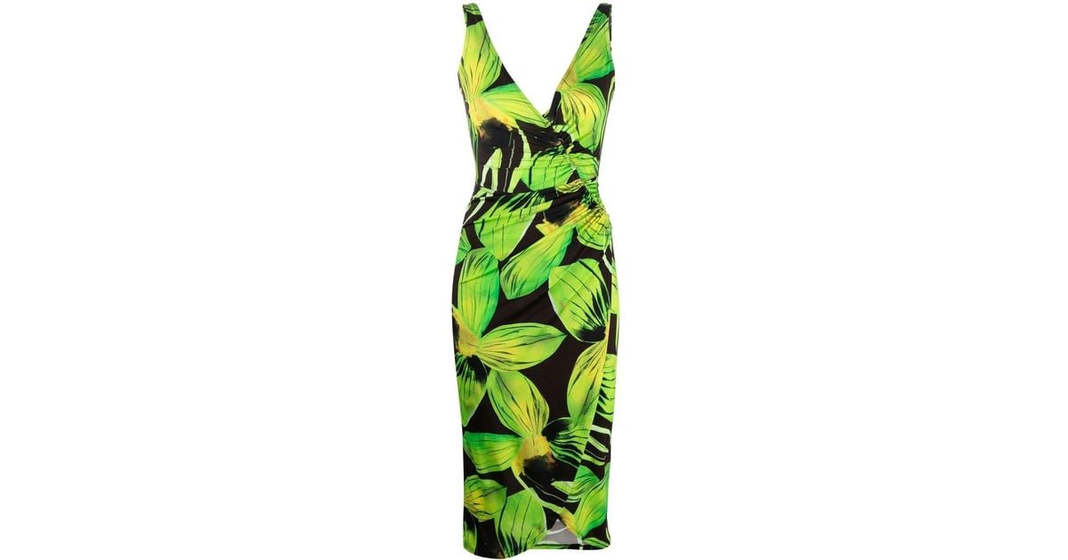 Louisa Ballou Foliage Midi Dress in Green | Lyst