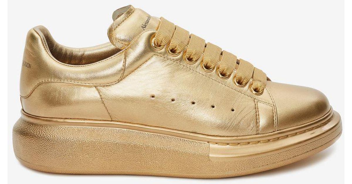 alexander mcqueen metallic leather sneakers