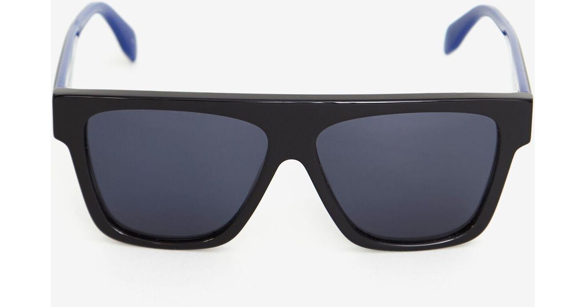 Alexander McQueen Black Selvedge Flat Top Sunglasses in Black/Blue (Blue)  for Men | Lyst