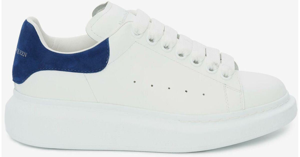 white and navy blue alexander mcqueen sneakers