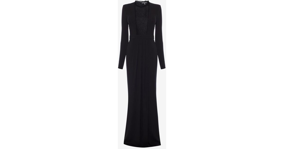 Alexander McQueen Lace Panel Evening Dress in Black - Lyst