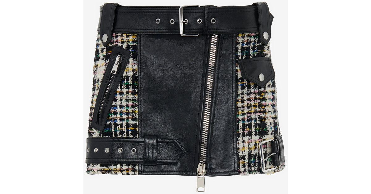 Alexander McQueen Black Hybrid Biker Mini Skirt | Lyst