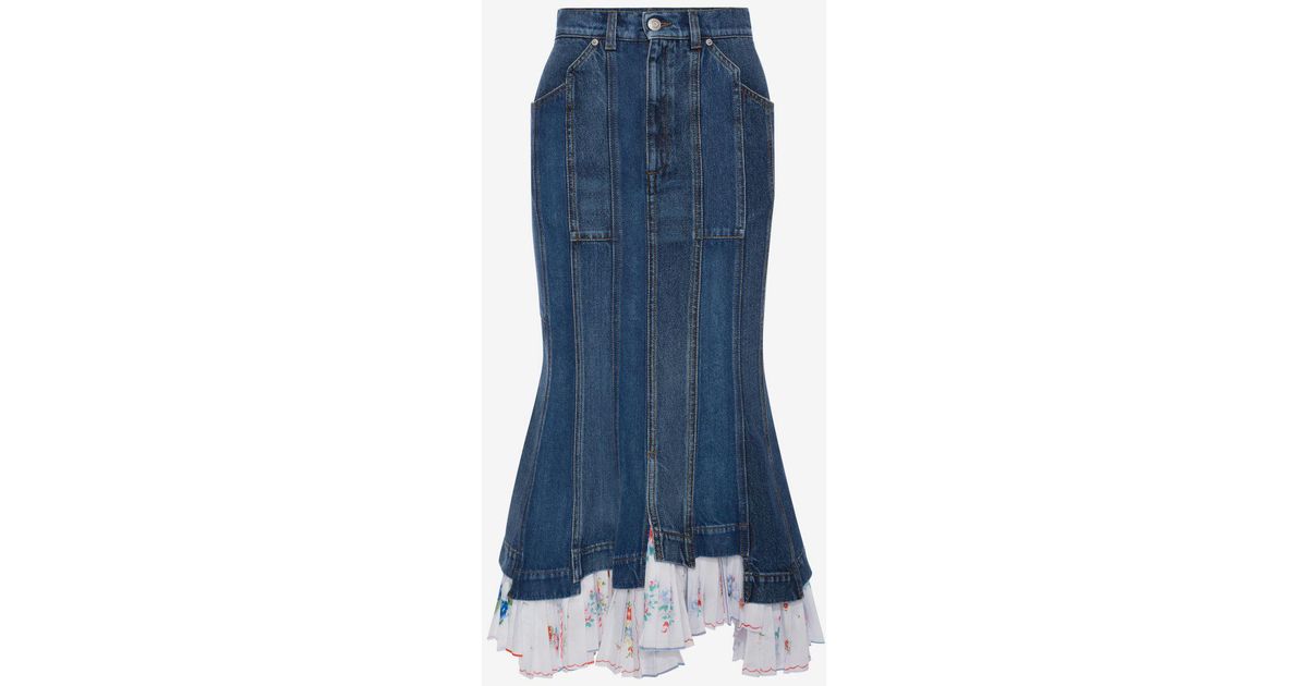 alexander mcqueen denim skirt