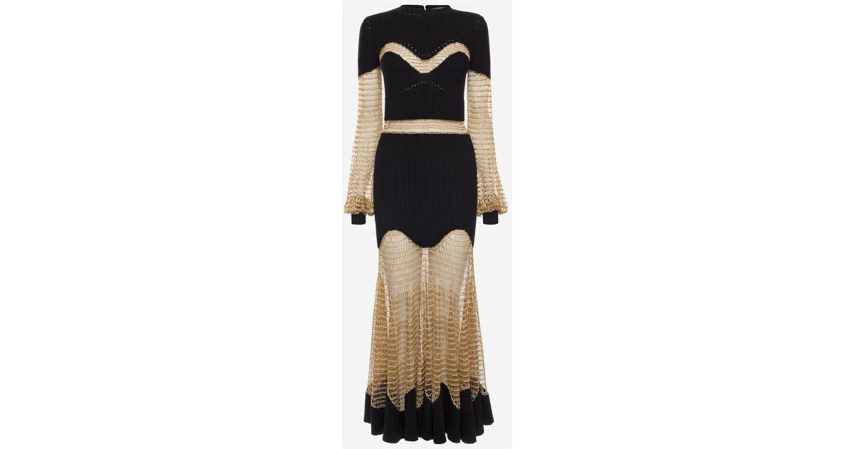 Alexander McQueen Metallic Mesh Knit Dress Lyst UK