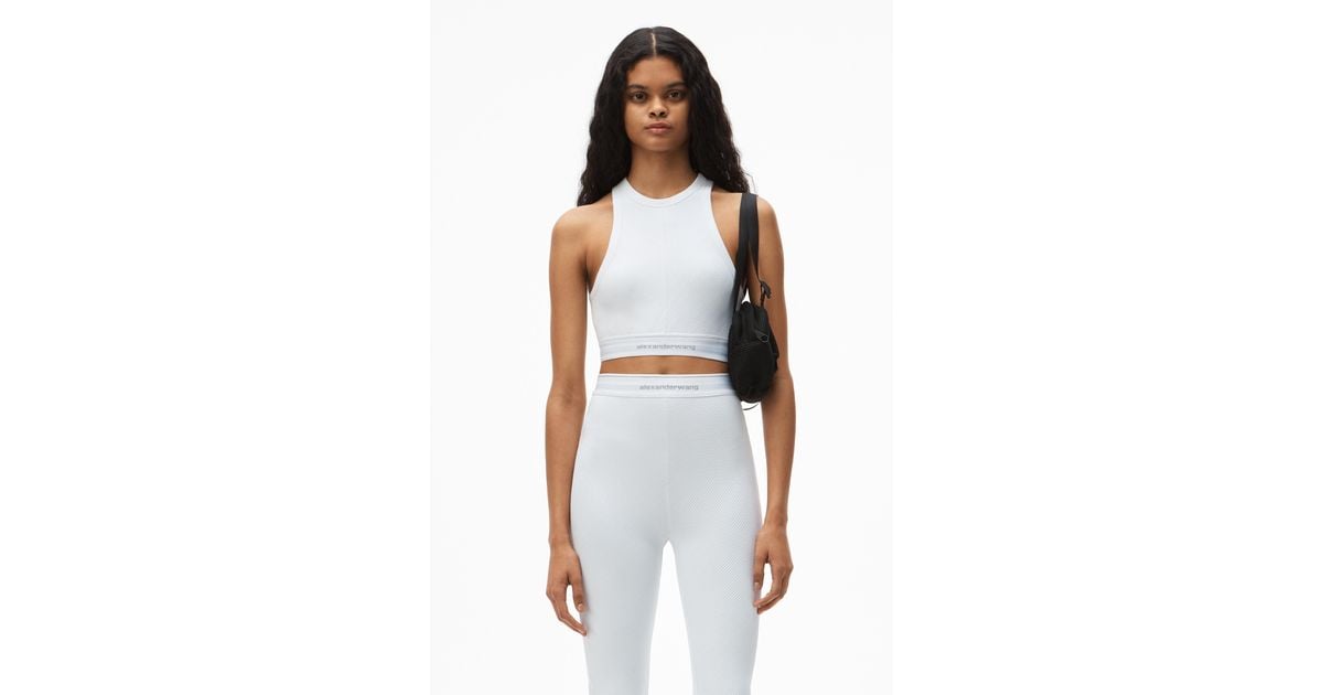 alexander wang alexanderwang REFLECTIVE LOGO BRA TOP IN STRETCH