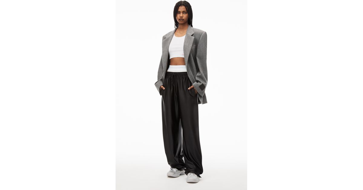 パンツ Alexander Wang Jersey Sport Pants Alexander Wang Logo-Jacquard Exposed-Brief Wide Leg Joggers