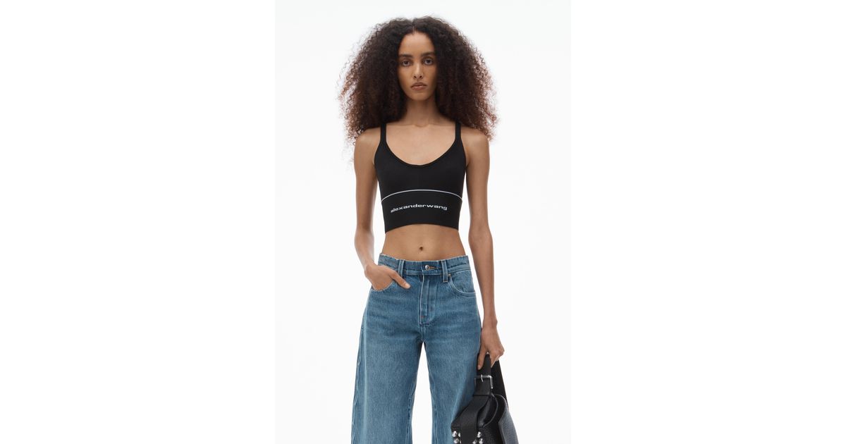 Alexander wang リブジャージー ロゴ エラスティック ブラ L alexanderwang アレキサンダーワング リブジャージー ロゴ エラ