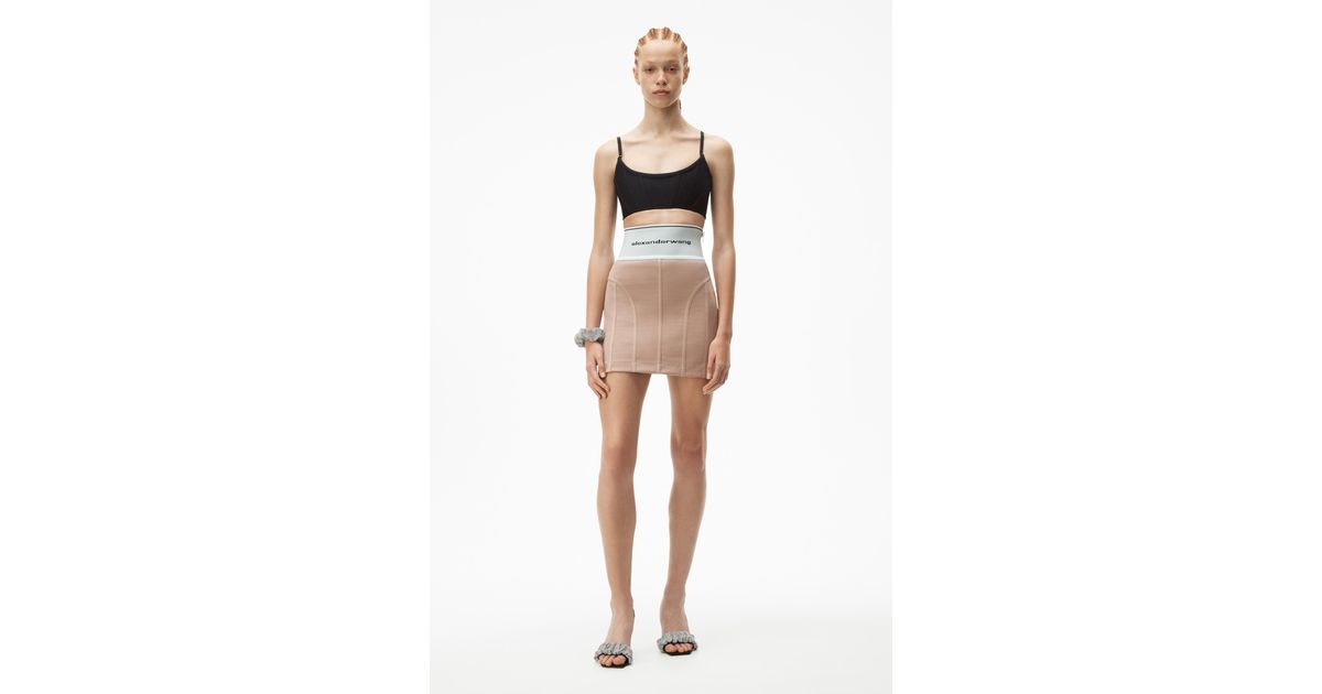 Alexander Wang Logo Elastic Skirt in Natural | Lyst Australia