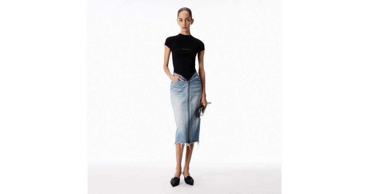 Alexander Wang Zip V-Waist Skirt in Blue | Lyst