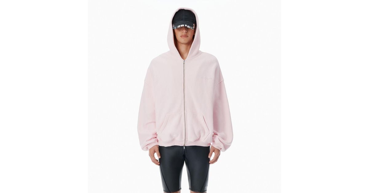 Alexander Wang Cotton Logo Zip-Up Hoodie in Pink | Lyst