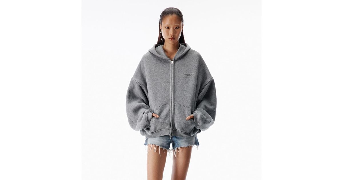 Alexander Wang Crystal Zip-Up Hoodie in Gray | Lyst
