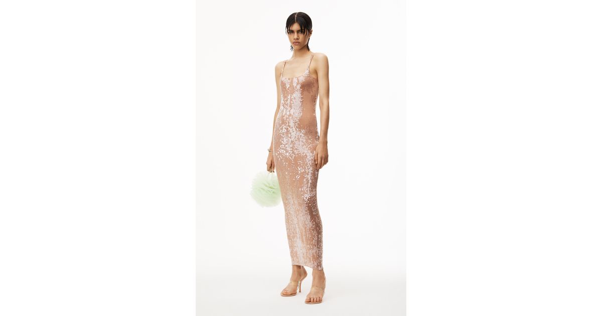 Alexander Wang Maxi Tank Dress In Sequin Nylon in White | Lyst