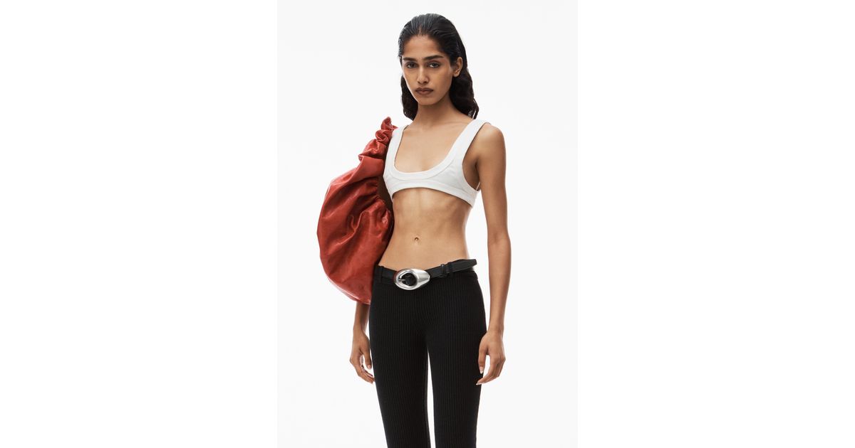 Alexander Wang Scoop Neck Bra In Ribbed Jersey in Natural