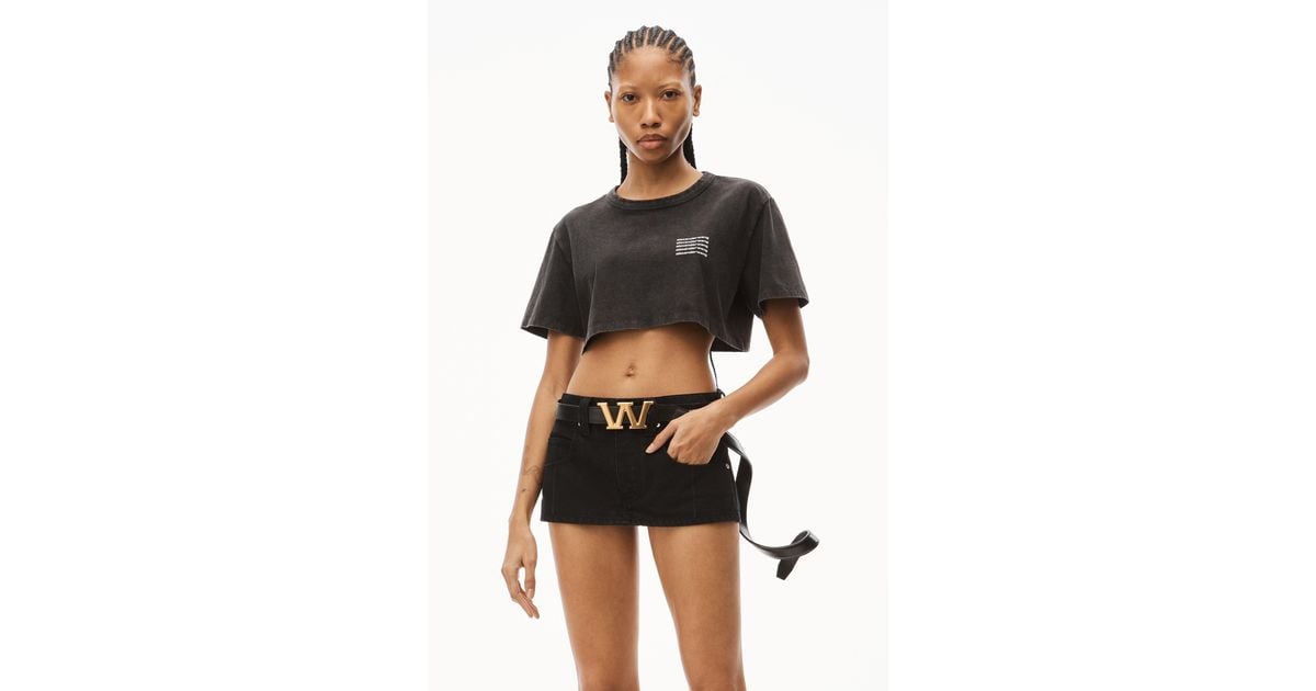 Alexander Wang Crop Tee In Acid Wash Jersey in Black | Lyst
