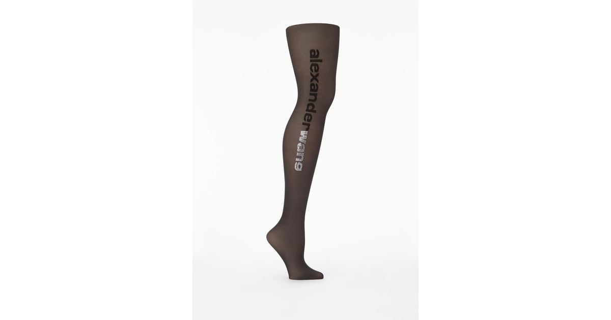 Alexander Wang Wang Crystal Logo Tights in Black