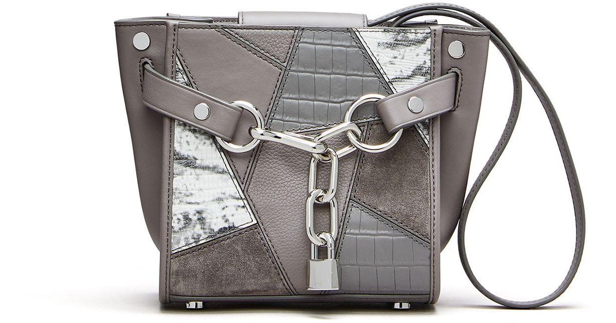 Alexander Wang Leather Patchwork Attica Chain Mini Satchel in Gray 