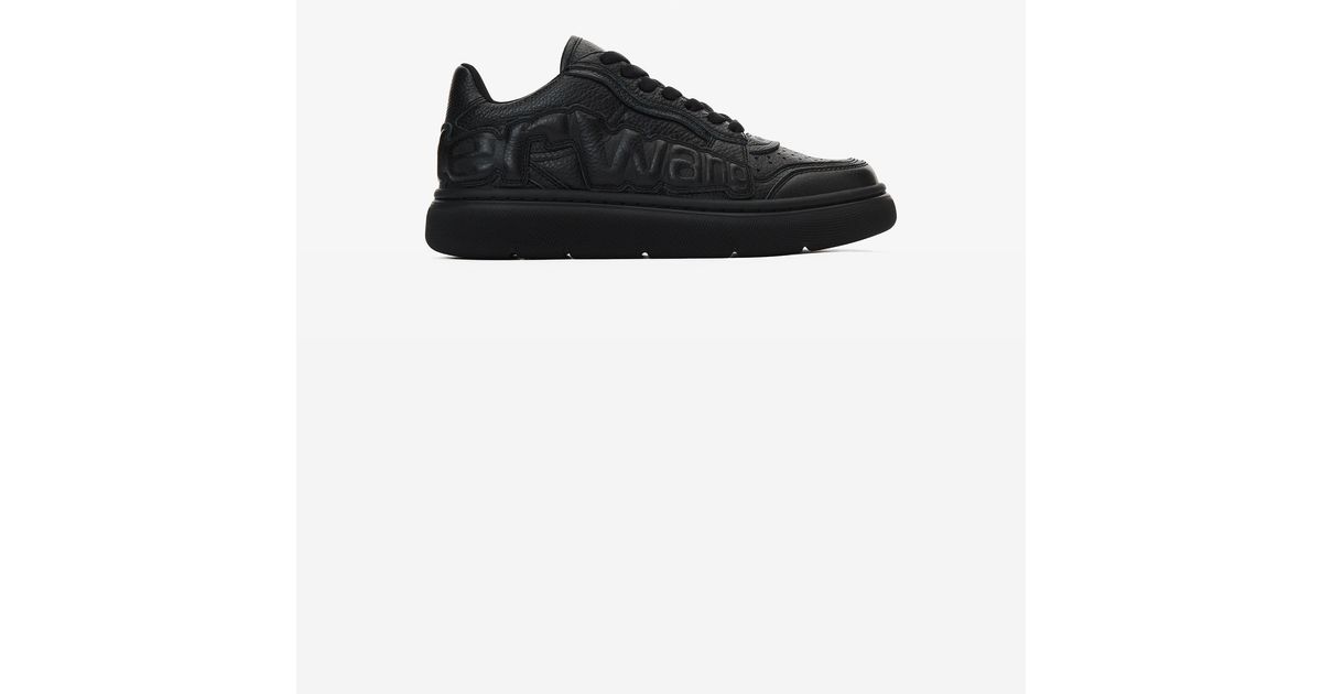 Alexander Wang Hoop pebble-texture leather sneakers - Black