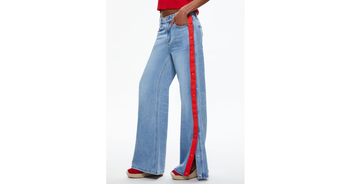 Alice + Olivia Rola Wide Leg Snap Side Jean in Blue Lyst
