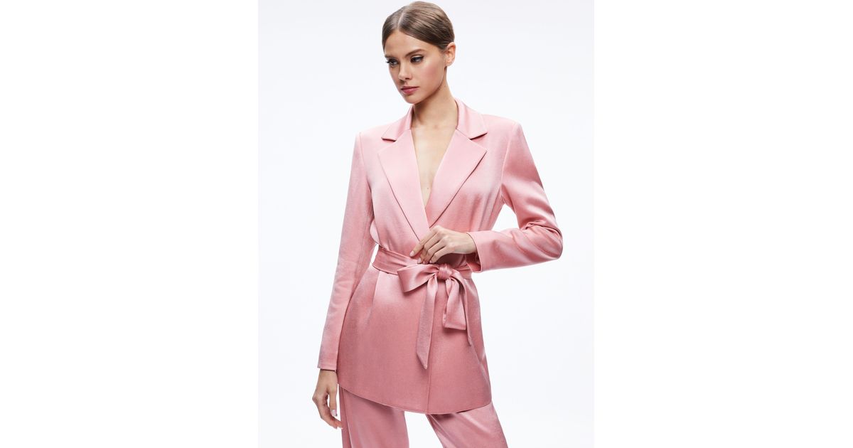 Alice + Olivia Karley Wrap Blazer in Pink | Lyst