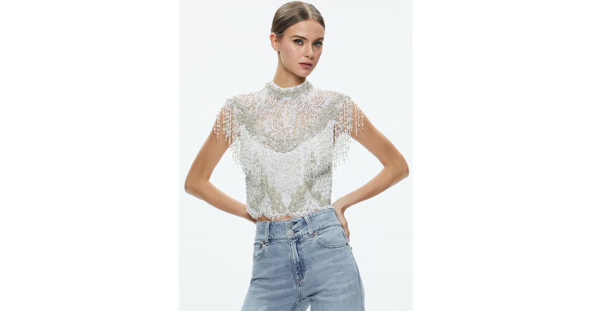 Alice+Olivia - アリスオリビア　Isadora Mockneck Lace Top アリスオリビア Isadora Mockneck Lace Top（Alice + Olivia
