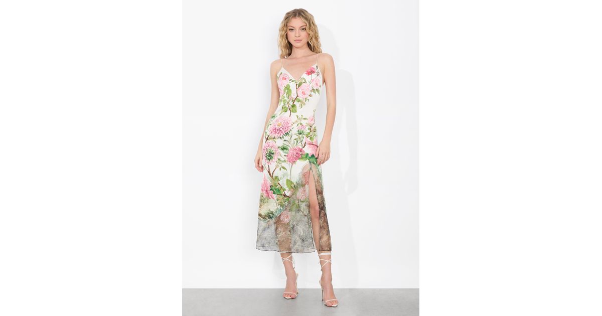 Alice + Olivia Julietta Cutaway Lace Slip Dress in White | Lyst