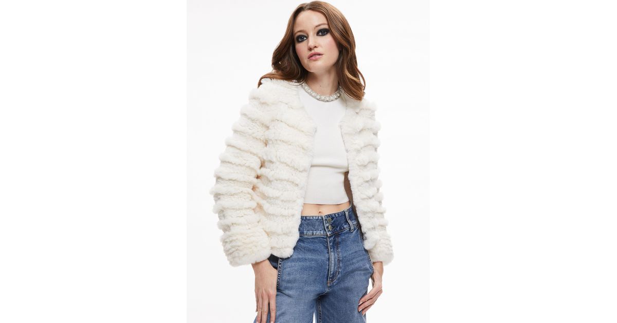 Alice Olivia Fawn Faux Fur Textured Jacket in White Lyst