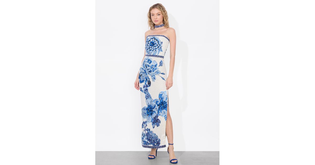 ALICE+OLIVIA チョーカーネック ストラップレスドレス GEORGIE Georgie Choker Strapless Gown In Champagne/multi | Alice +