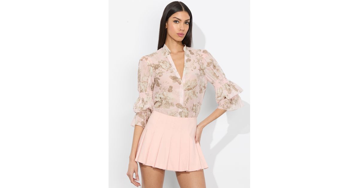 Alice + Olivia Ilan Smocked Blouse in Meadow