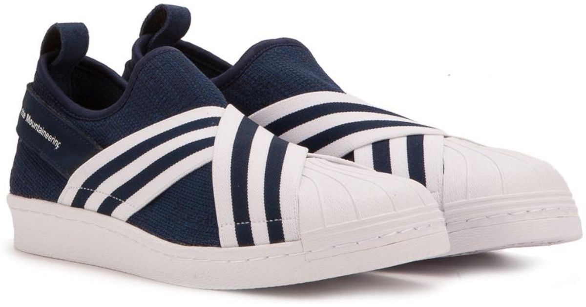 adidas superstar slip on navy blue