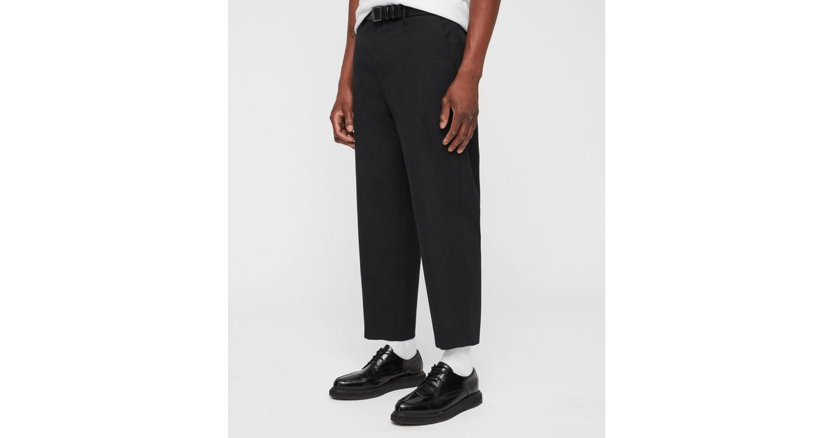 AllSaints Wool Miro Cropped Wide-leg Trousers in Dark Grey (Grey) for Men -  Lyst