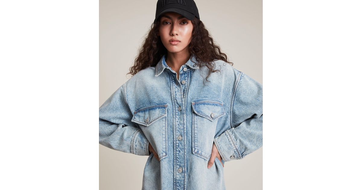 AllSaints Lily Shacket Dress in Light 