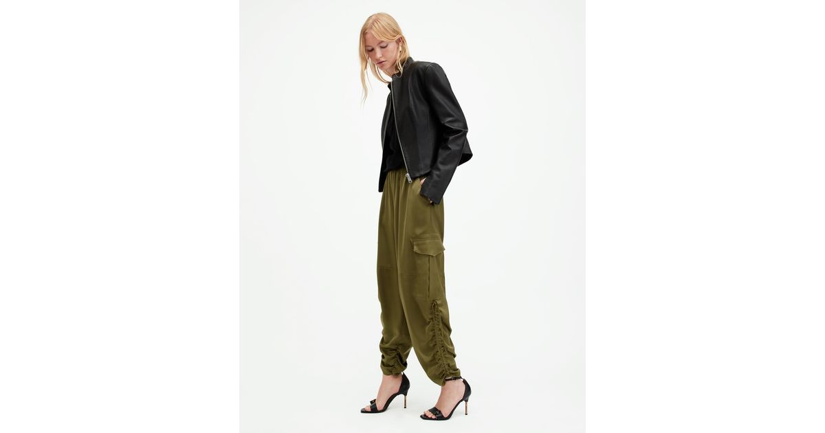 AllSaints Kaye Oversized Drawcord Trousers in Green