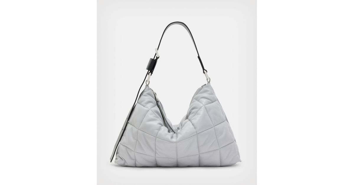 AllSaints Women's Edbury Leather Quilted Shoulder Bag in Grey (Gray) Lyst