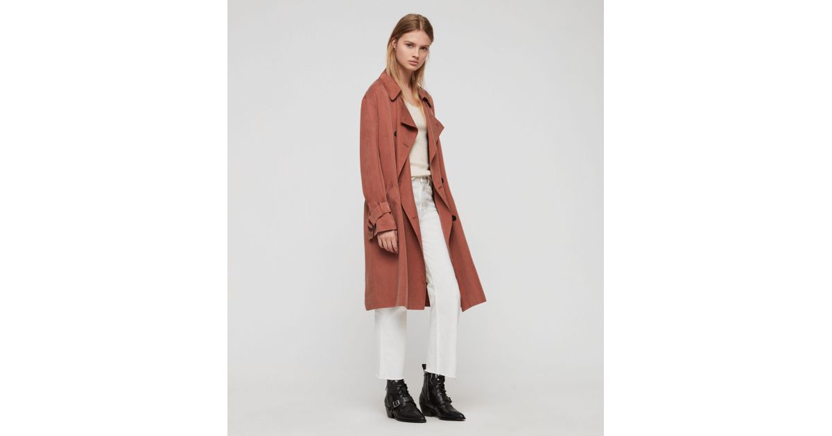AllSaints Synthetic Brooke Trench Coat in Copper (Red) Lyst