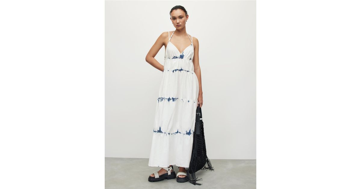 AllSaints Sulli Bleach Washed Denim Maxi Dress in White Lyst