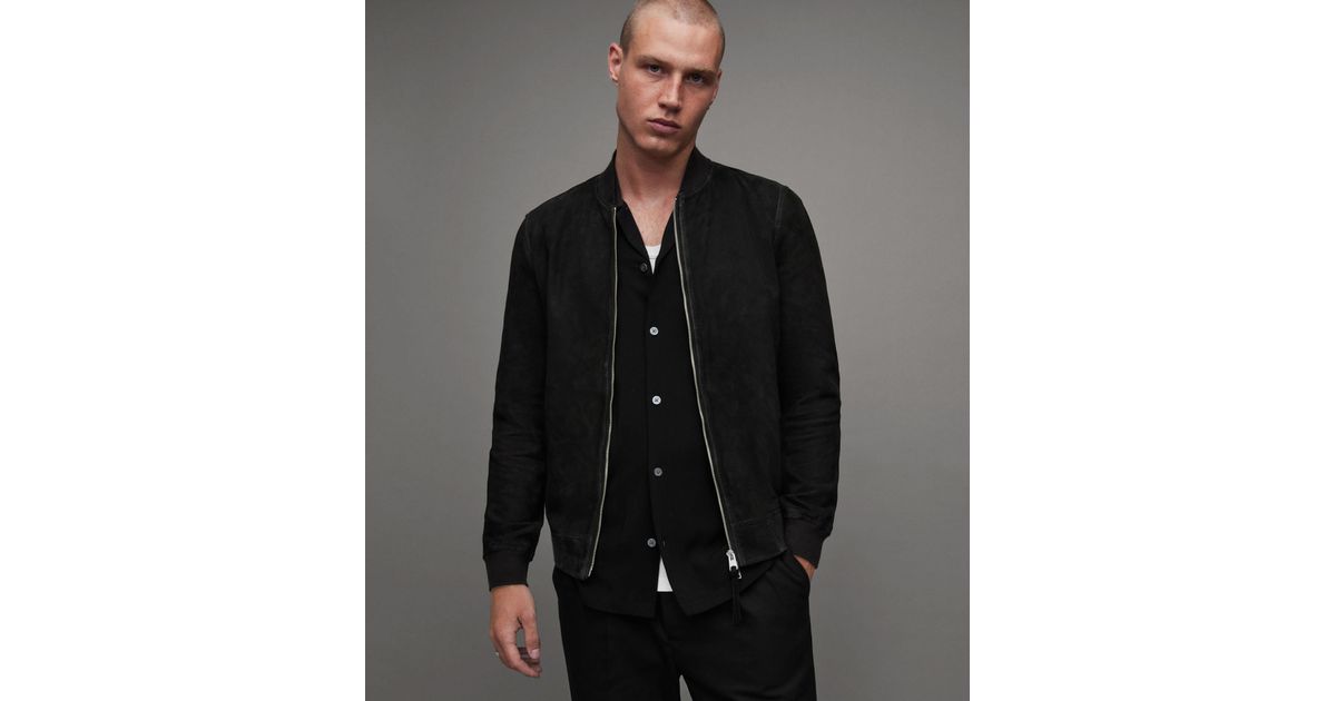 AllSaints Ronan Suede Bomber Jacket, in Black for Men Lyst Australia