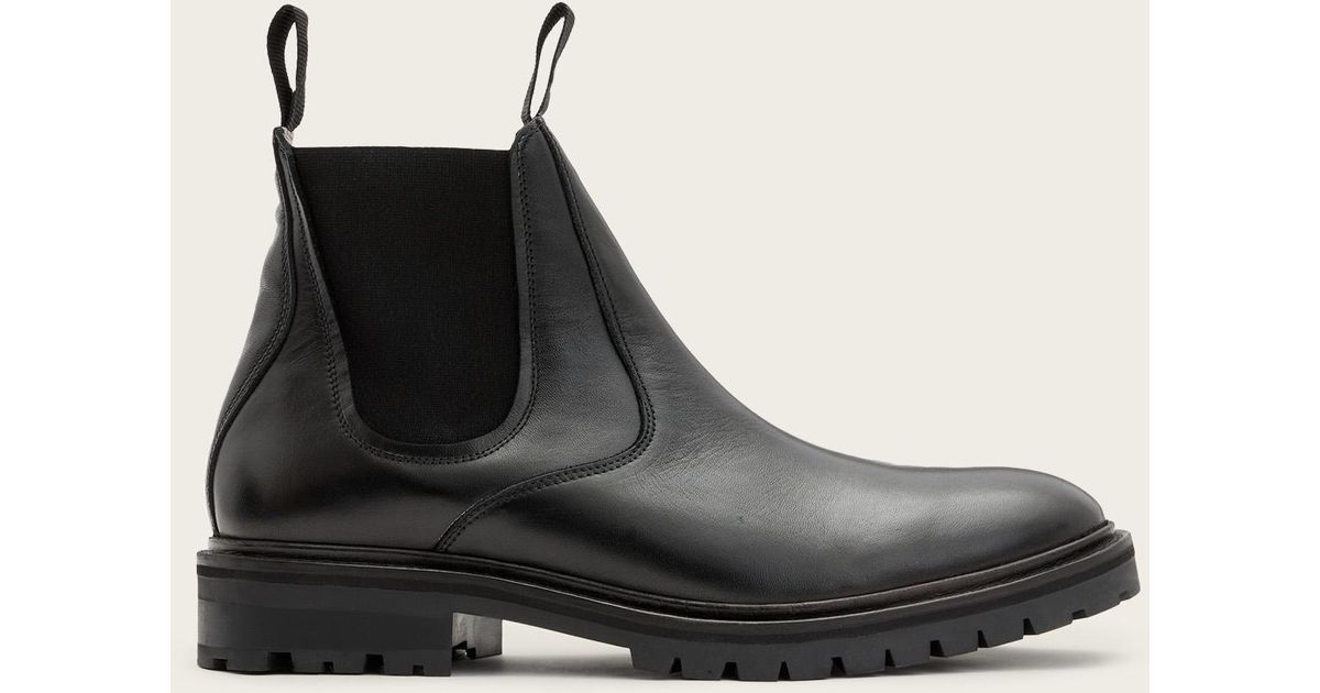 AllSaints Toby Leather Chelsea Boots in Black for Men | Lyst