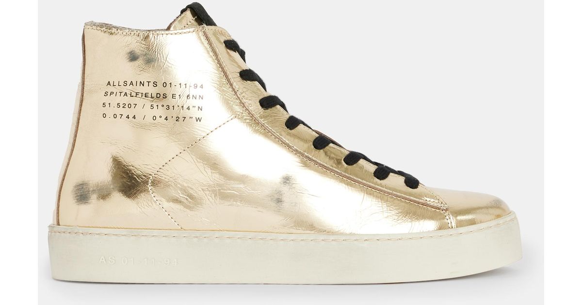 AllSaints Tana Metallic High Top Leather Trainers in Natural Lyst UK