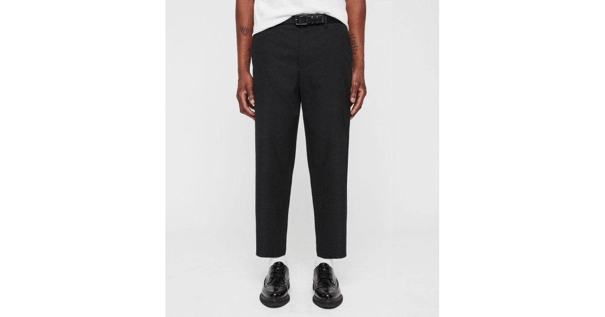 AllSaints Miro Cropped Wide-leg Trousers in Gray for Men | Lyst