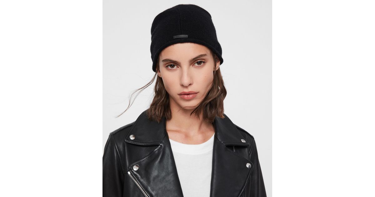 Self Rolled Edge Cashmere Blend Beanie 