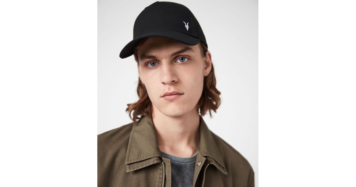 AllSaints Leather Fen Baseball Cap in 