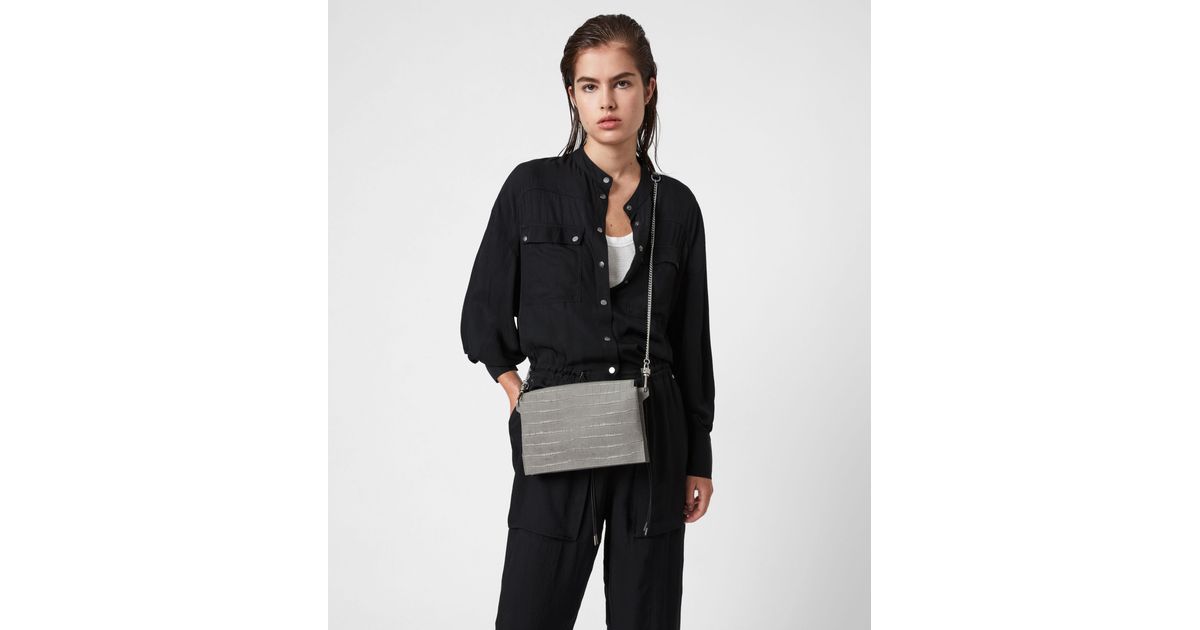 allsaints fletcher leather crossbody bolsa