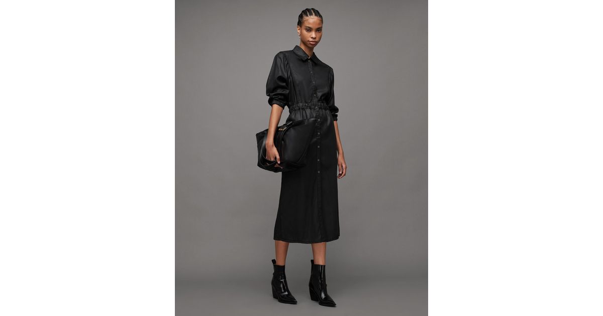 AllSaints Osa Coated Denim Midi Shirt Dress in Black | Lyst UK AllSaints Osa Coated Denim Midi Shirt Dress in Black | Lyst UK